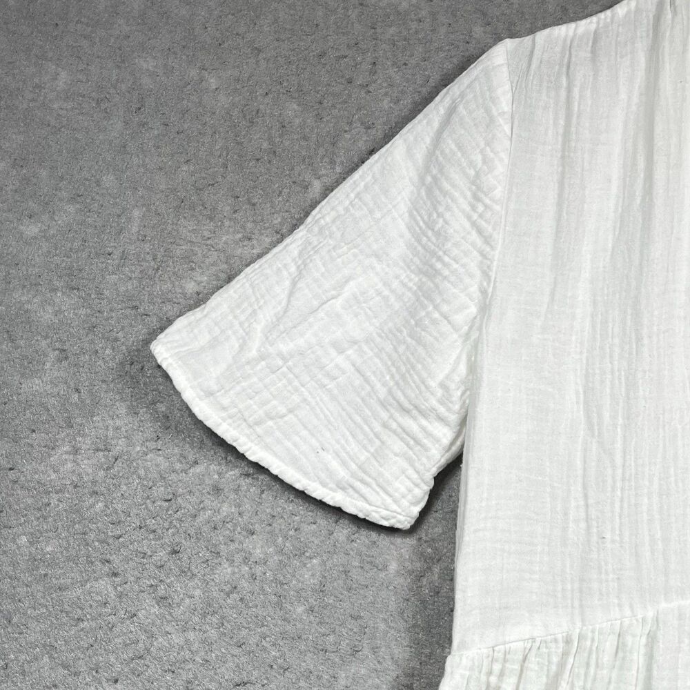 Anthropologie Dress XXS White Gauze Tiered Babydoll Cottage Core Short Sleeve - Picture 4 of 12